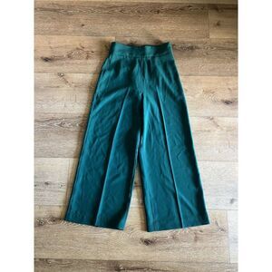 Zara Womens Green Wide Leg Work Pants Cropped Size Small NWT